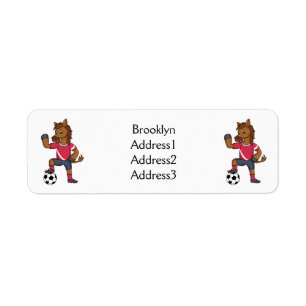 Cute funny horse playing soccer cartoon