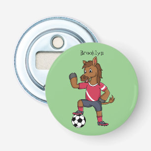 Cute funny horse playing soccer cartoon bottle opener