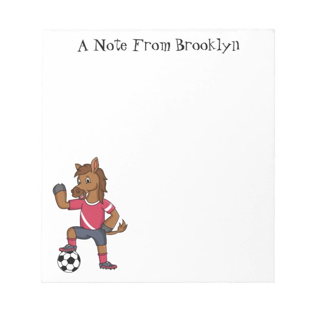 Cute funny horse playing soccer cartoon notepad (Front)