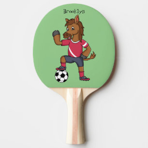 Cute funny horse playing soccer cartoon ping pong paddle