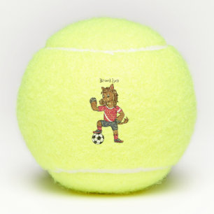 Cute funny horse playing soccer cartoon tennis balls
