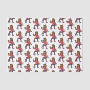 Cute funny horse playing soccer cartoon tissue paper