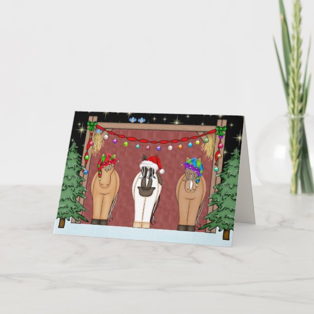 Cute Funny Horses Christmas Holiday (Front)