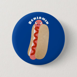 Cute funny hot dog Weiner cartoon 6 Cm Round Badge