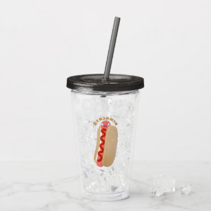 Cute funny hot dog Weiner cartoon Acrylic Tumbler