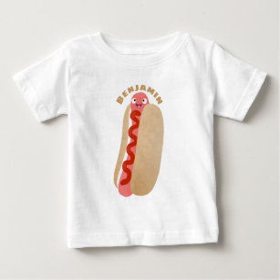 Cute funny hot dog Weiner cartoon  Baby T-Shirt