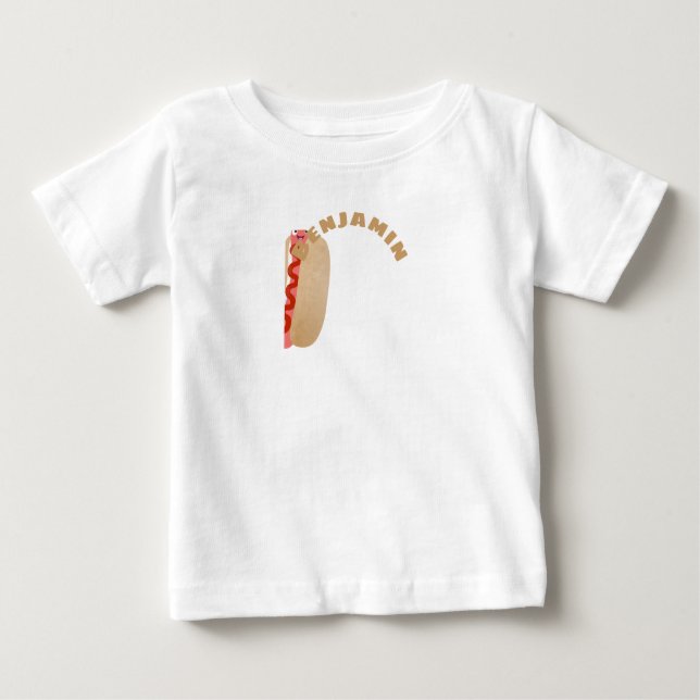 Cute funny hot dog Weiner cartoon  Baby T-Shirt (Front)