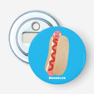 Cute funny hot dog Weiner cartoon Bottle Opener