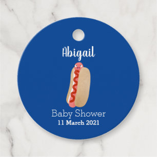Cute funny hot dog Weiner cartoon Favour Tags