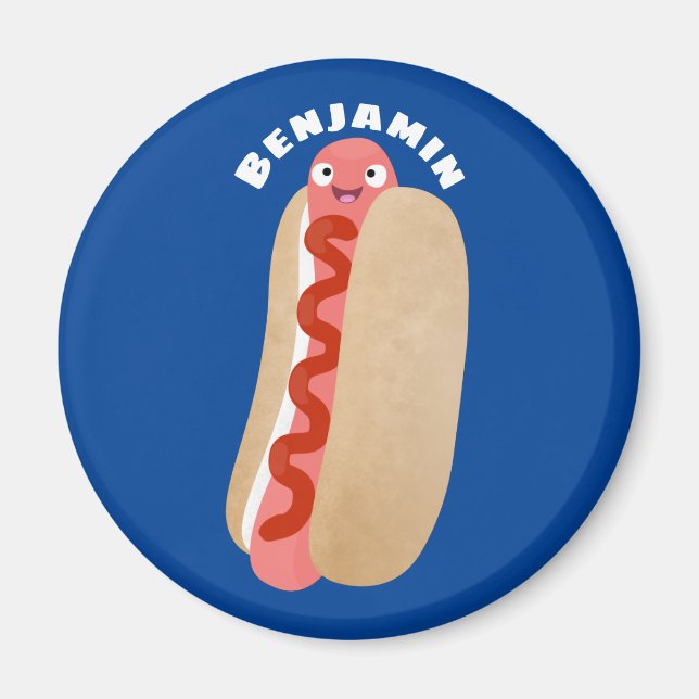 Cute funny hot dog Weiner cartoon Magnet (Front)