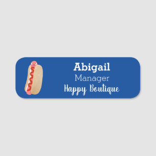 Cute funny hot dog Weiner cartoon Name Tag