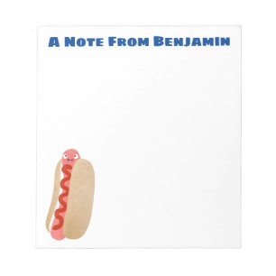 Cute funny hot dog Weiner cartoon Notepad