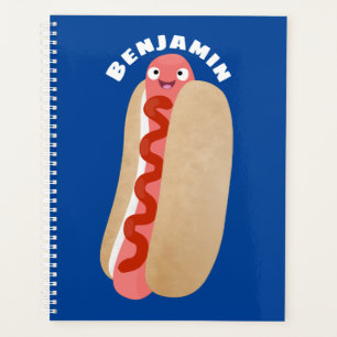 Cute funny hot dog Weiner cartoon Planner