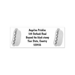 Cute funny hot dog Weiner cartoon Rubber Stamp