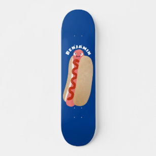 Cute funny hot dog Weiner cartoon Skateboard