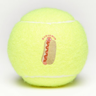 Cute funny hot dog Weiner cartoon Tennis Balls