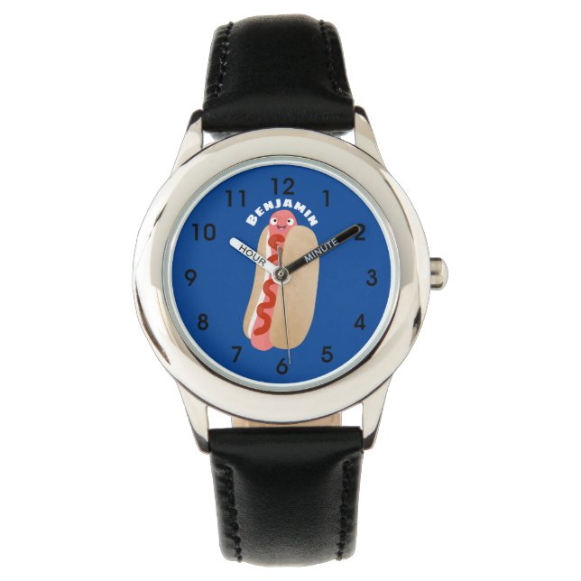 Cute funny hot dog Weiner cartoon  Watch (Front)