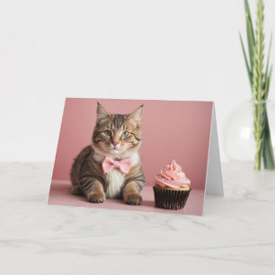Cute Funny Humour Pink Congratulations Cat Card