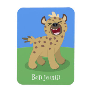 Cute funny hyena laughing cartoon illustration magnet