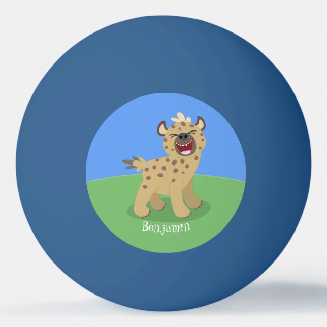 Cute funny hyena laughing cartoon illustration ping pong ball (Front)