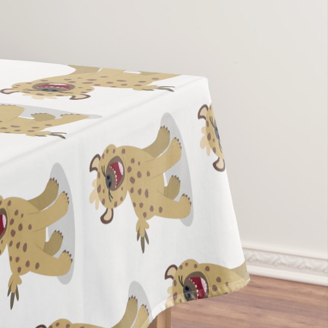 Cute funny hyena laughing cartoon illustration tablecloth (In Situ)