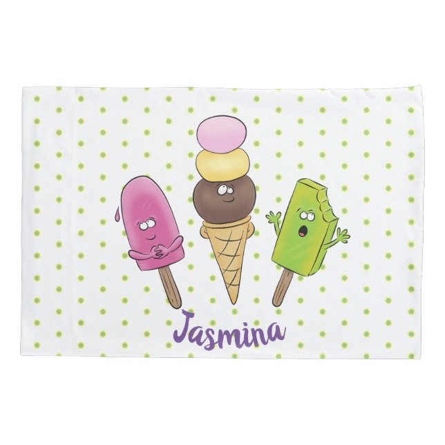 Cute funny ice cream popsicle cartoon pillowcase (Back)