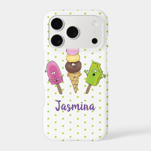 Cute funny ice cream popsicle cartoon trio