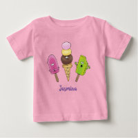 Cute funny ice cream popsicle cartoon trio