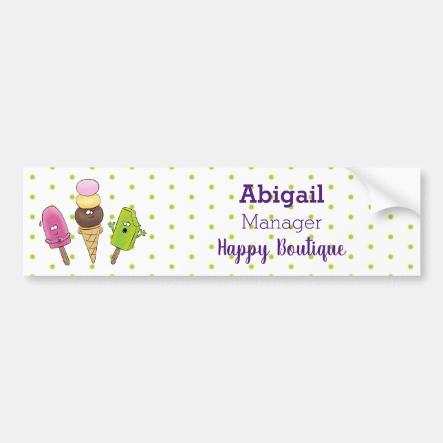 Cute funny ice cream popsicle cartoon trio bumper sticker (Front)