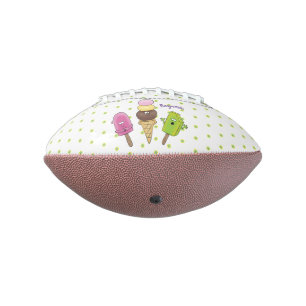 Cute funny ice cream popsicle cartoon trio football