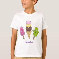 Cute funny ice cream popsicle cartoon trio