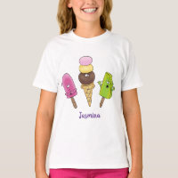 Cute funny ice cream popsicle cartoon trio