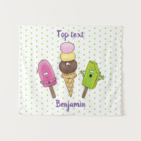 Cute funny ice cream popsicle cartoon trio