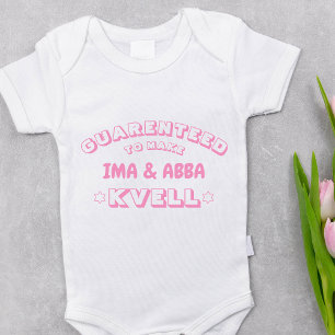 Cute Funny Jewish Ima & Abba (or other name) Pink Baby Bodysuit