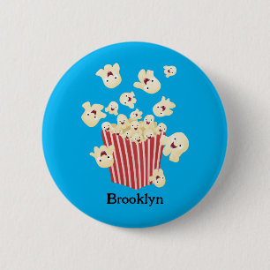 Cute funny jumping popcorn cartoon 6 cm round badge