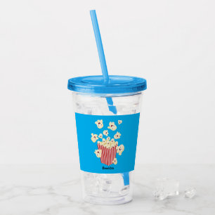 Cute funny jumping popcorn cartoon acrylic tumbler