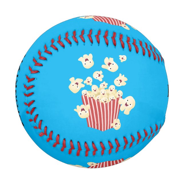 Cute funny jumping popcorn cartoon baseball (Front Left)