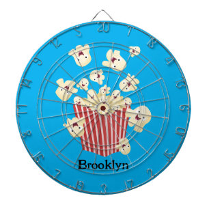 Cute funny jumping popcorn cartoon dartboard