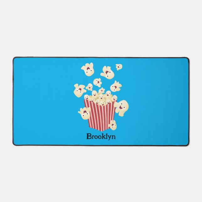 Cute funny jumping popcorn cartoon desk mat (Front)