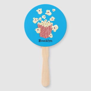 Cute funny jumping popcorn cartoon hand fan