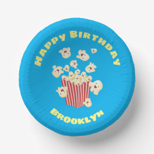 Cute funny jumping popcorn cartoon paper plate