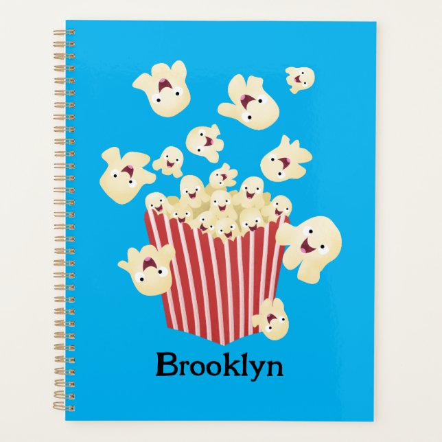 Cute funny jumping popcorn cartoon planner (Front)