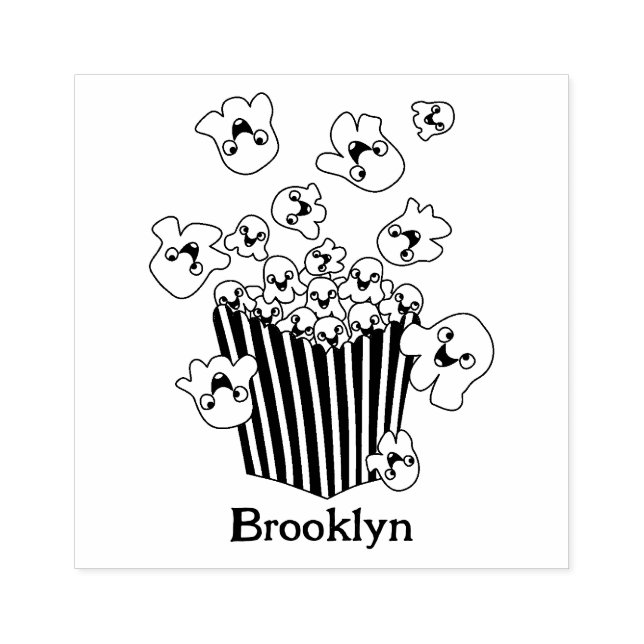 Cute funny jumping popcorn cartoon rubber stamp (Imprint)