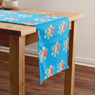 Cute funny jumping popcorn cartoon short table runner