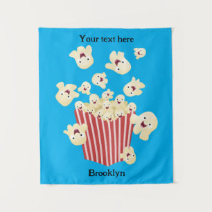 Cute funny jumping popcorn cartoon tapestry