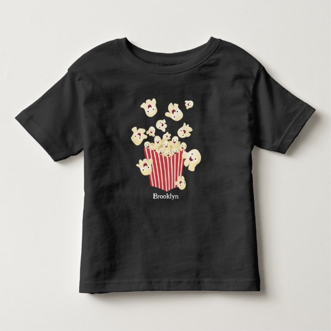 Cute funny jumping popcorn cartoon toddler T-Shirt (Front)