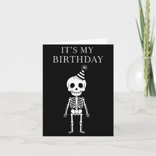 Cute Funny Kawaii Skeleton Birthday Skull Happy Wo Card (Front)