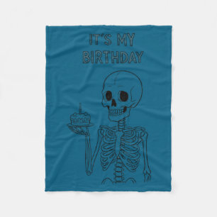 Cute Funny Kawaii Skeleton Birthday Skull Happy Wo Fleece Blanket