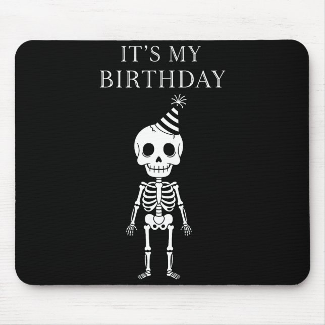 Cute Funny Kawaii Skeleton Birthday Skull Happy Wo Mouse Pad (Front)
