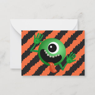Cute Funny Kids Halloween Space Alien Card